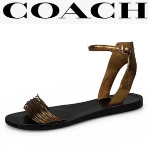 COACH VINTAGE MELYNDA BRONZE METALLIC LEATHER STRAPPY SANDALS ANKLE STRAP SIZE 9